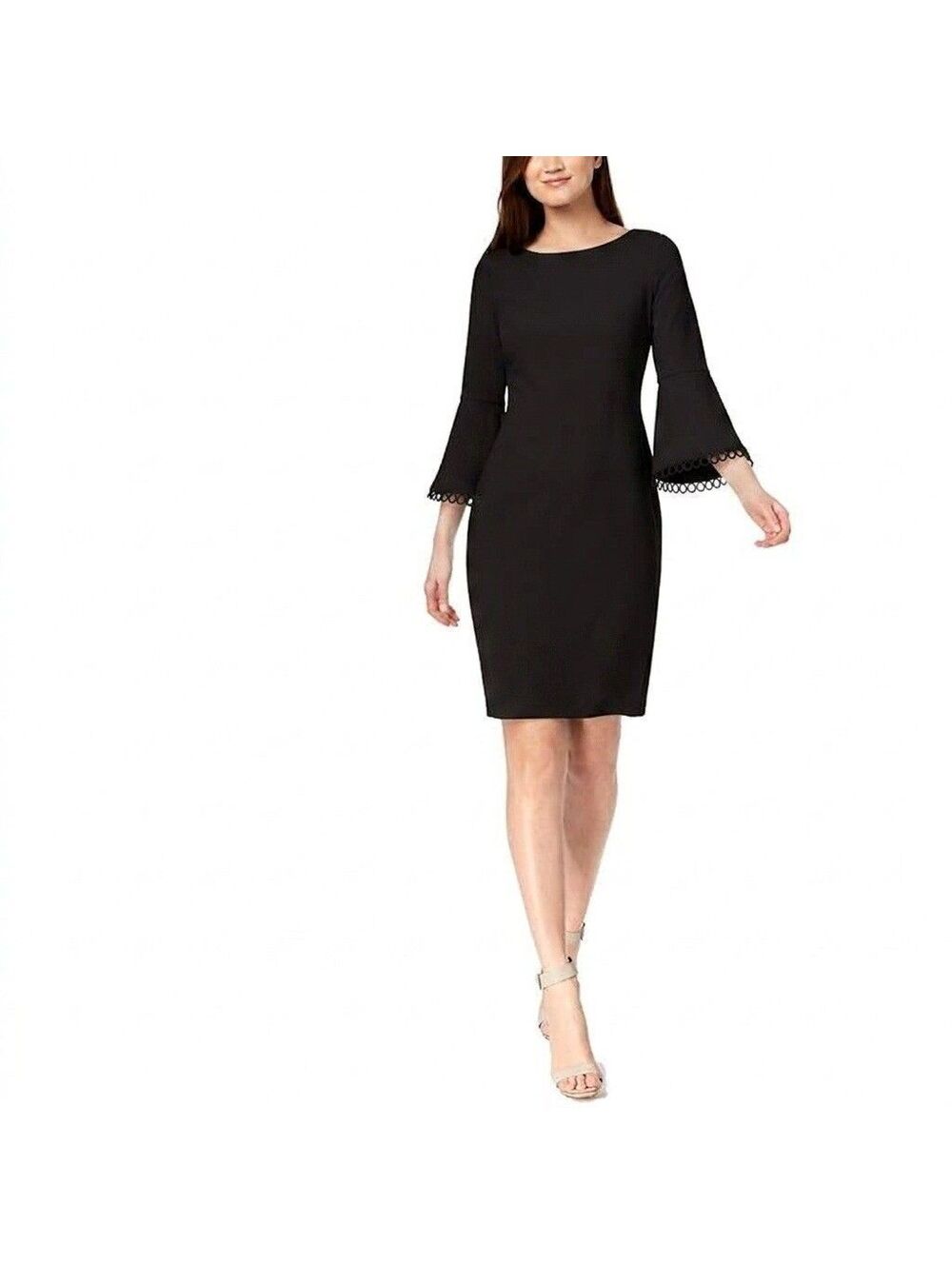 Calvin Klein Bell-Sleeve Sheath Dress Black ($134)